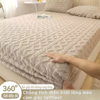 Ga giường Lụa taffeta Ấm áp Thoáng khí Chống trượt Không xù lông Cho Giấc Ngủ Sâu 1m6 1m8 Ga chun