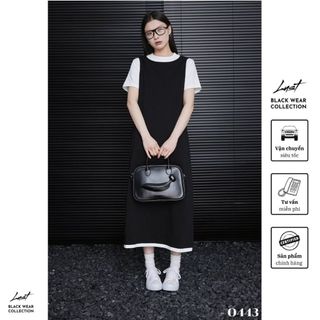 Váy Nữ Liền Thân LUST Dáng Xuông Phối Tay Trắng Đầm Thiết Kế Thanh Lịch Chất Umi Cao Cấp O443