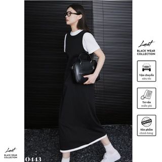 Váy Nữ Liền Thân LUST Dáng Xuông Phối Tay Trắng Đầm Thiết Kế Thanh Lịch Chất Umi Cao Cấp O443
