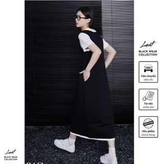 Váy Nữ Liền Thân LUST Dáng Xuông Phối Tay Trắng Đầm Thiết Kế Thanh Lịch Chất Umi Cao Cấp O443