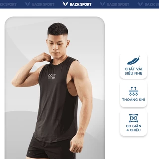 Áo tập gym thể thao ba lỗ Nam Tanktop BAZIK Training co giãn tốt, thoáng khí có logo phản quang màu đen, ghi