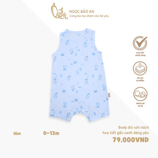 Honey (0-12M) Bộ body đùi sát nách sơ sinh chất vải mềm mại, thoáng mát có nút bấm vai cao cấp dành cho bé trai bé gái