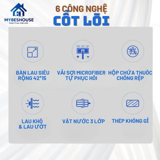 Cây lau nhà tự vắt bàn lau inox lớn 42x15 cm gọn nhẹ dễ dùng, chổi lau nhà cỡ lớn kèm miếng lau