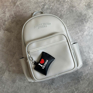 Balo da 98STU Local Brand Chính Hãng Basic Backpack Da PVC Đựng Vừa Laptop 15 Inch chống nước tặng kèm charm