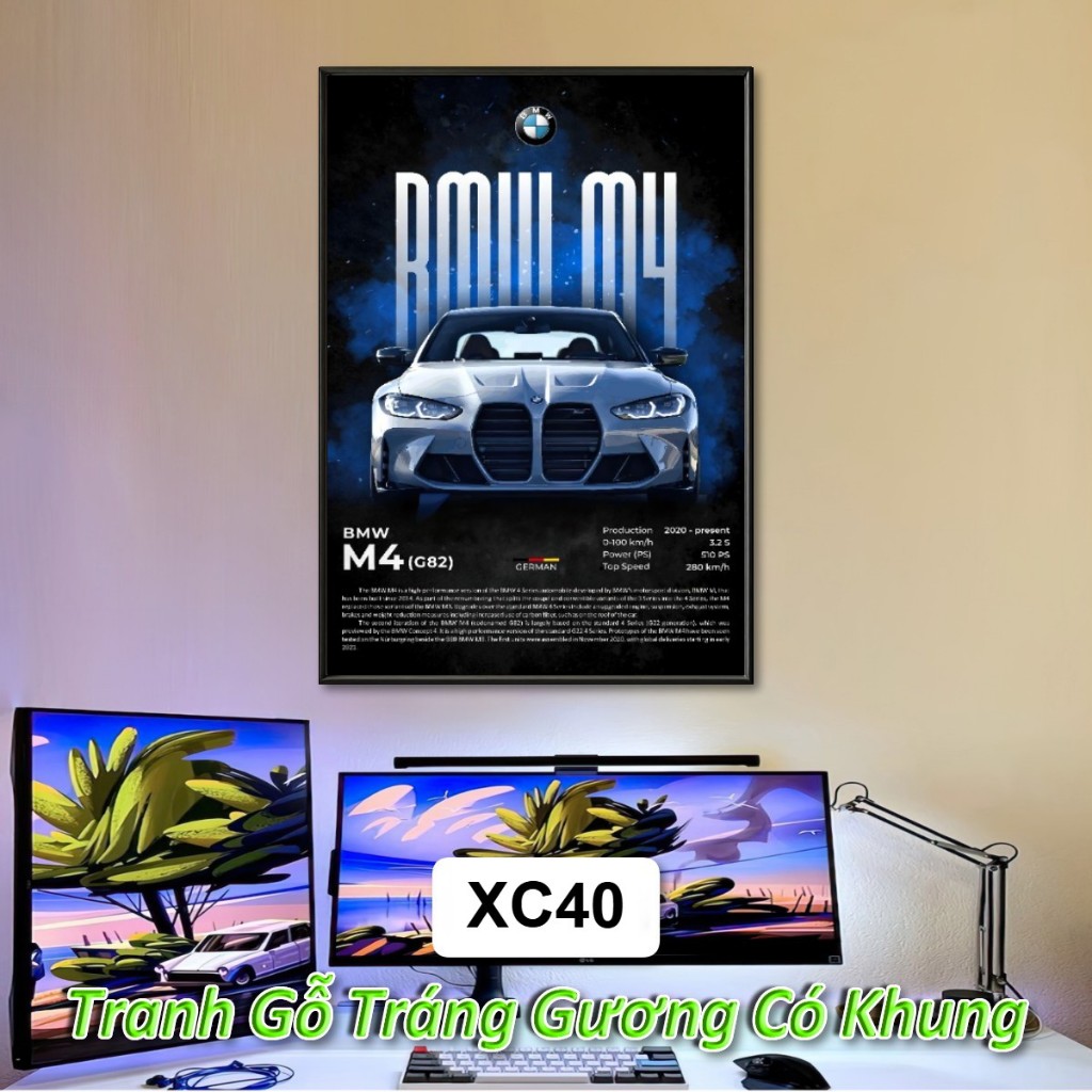(Nhiều Mẫu) Tranh Siêu Xe Ferrari, Audi, BMW, Mazda... Treo Tường Khung Composite Decor Trang Trí Phòng Khách