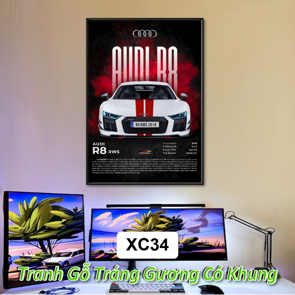 (Nhiều Mẫu) Tranh Siêu Xe Ferrari, Audi, BMW, Mazda... Treo Tường Khung Composite Decor Trang Trí Phòng Khách