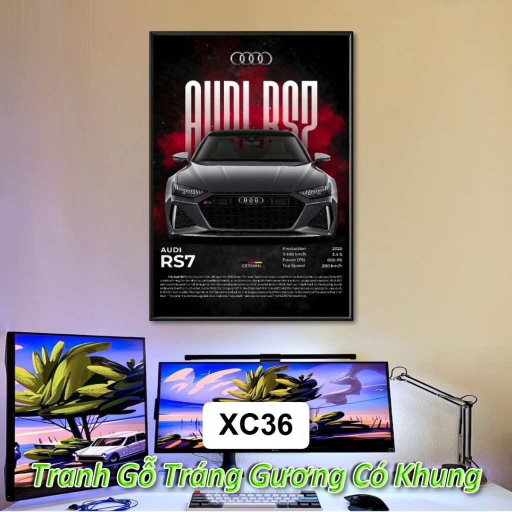 (Nhiều Mẫu) Tranh Siêu Xe Ferrari, Audi, BMW, Mazda... Treo Tường Khung Composite Decor Trang Trí Phòng Khách