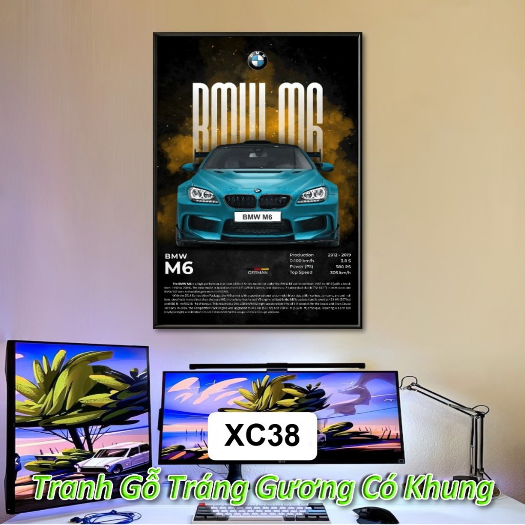 (Nhiều Mẫu) Tranh Siêu Xe Ferrari, Audi, BMW, Mazda... Treo Tường Khung Composite Decor Trang Trí Phòng Khách