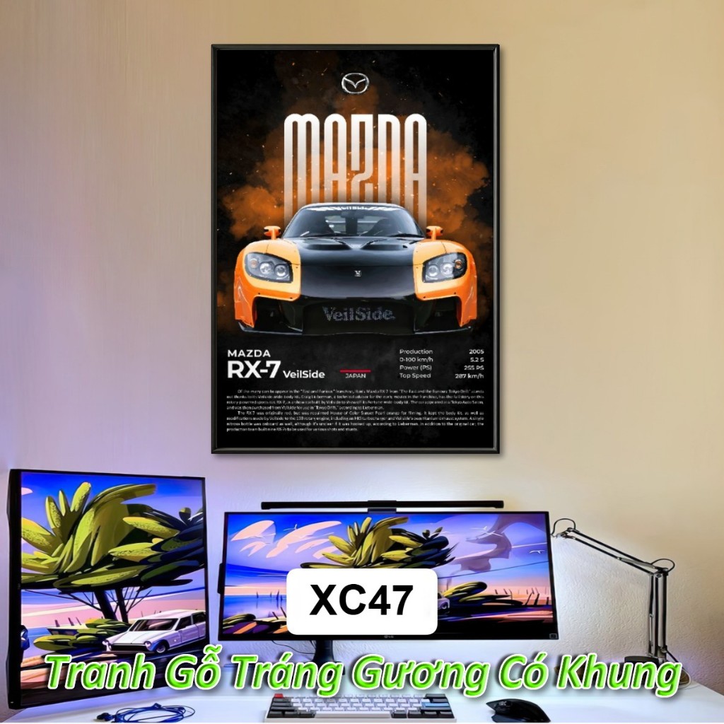 (Nhiều Mẫu) Tranh Siêu Xe Ferrari, Audi, BMW, Mazda... Treo Tường Khung Composite Decor Trang Trí Phòng Khách