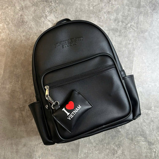 Balo da 98STU Local Brand Chính Hãng Basic Backpack Da PVC Đựng Vừa Laptop 15 Inch chống nước tặng kèm charm