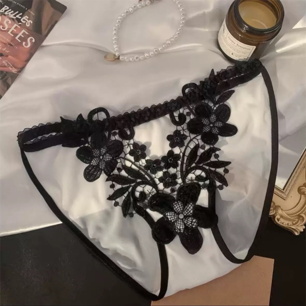 Quần lót ren hoa sexy, quần chip lưới gợi cảm họa tiết hoa 3 màu đen trắng – trắng đen – trắng, size M L – đồ lót nữ