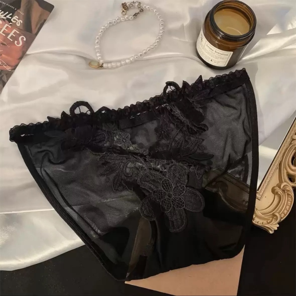 Quần lót ren hoa sexy, quần chip lưới gợi cảm họa tiết hoa 3 màu đen trắng – trắng đen – trắng, size M L – đồ lót nữ