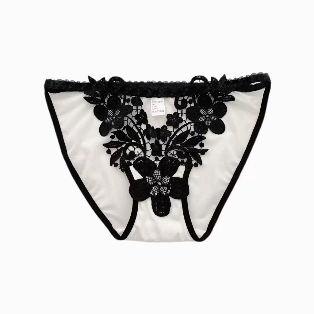 Quần lót ren hoa sexy, quần chip lưới gợi cảm họa tiết hoa 3 màu đen trắng – trắng đen – trắng, size M L – đồ lót nữ