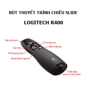 Bút laze thuyết trình, chiếu slide Logitech R400 đa năng