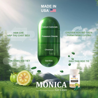 Viên Uống Giảm Cân Monica Gin Clean Thảo Mộc Giảm Cân Cấp Tốc Từ USA Hộp 30 Viên CHÍNH HÃNG