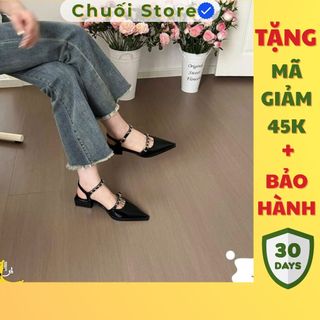 Giày bệt nữ da PU tổng hợp dệt vải đế cao su phong cách cổ điển tiểu thư tinh tế nhẹ nhàng