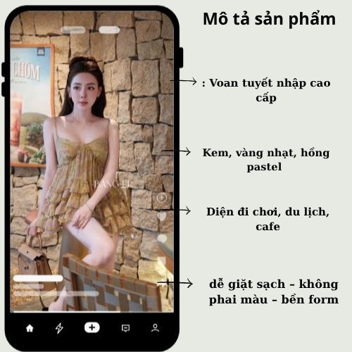 Váy nữ mùa hè tầng ngắn phong cách tiểu thư, đầm 2 dây chất voan mềm nhẹ mặc đi chơi dạo phố siêu xinh HCOM26058