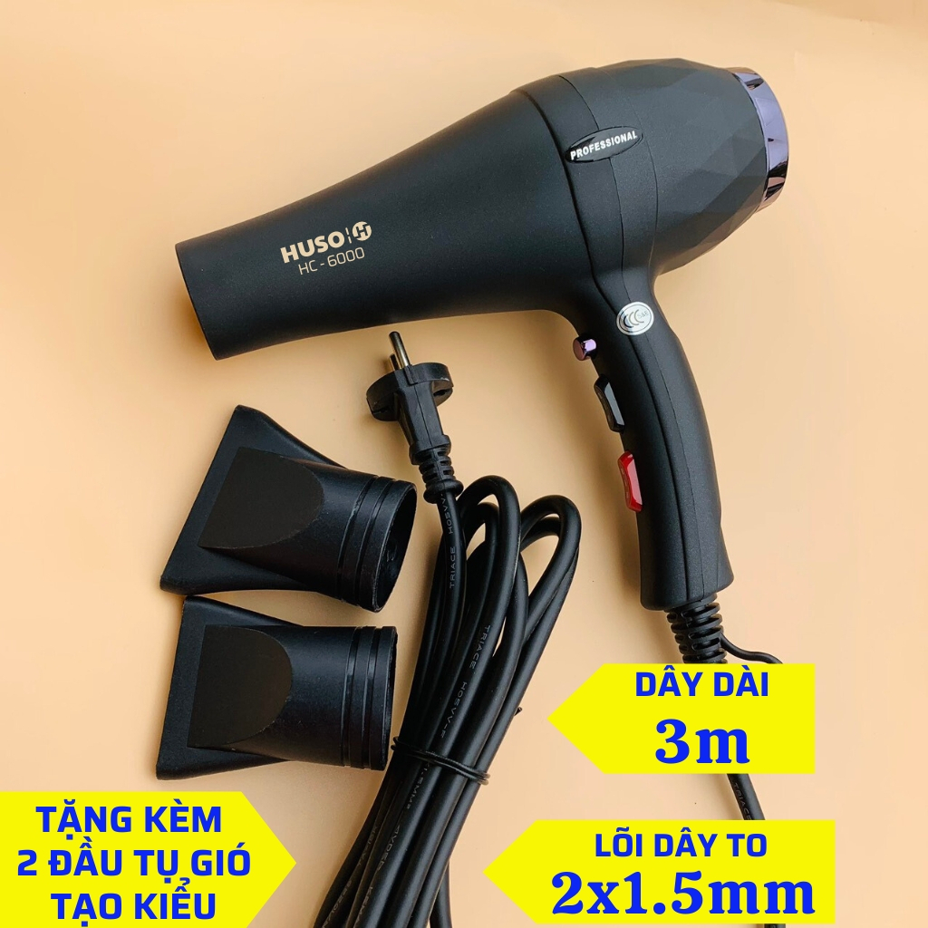 Máy sấy tóc HUSO công suất lớn, ION âm xanh, sấy nhanh 2 chiều nóng lạnh, chuẩn Salon | BigBuy360 - bigbuy360.vn