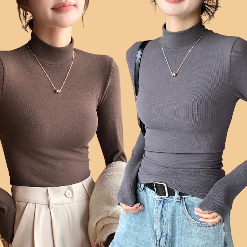Áo Thun Tăm Giữ Nhiệt Nữ Dài Tay, Cổ thấp UNDERCOOL form ôm body, áo nữ dài tay dáng ôm trơn H329