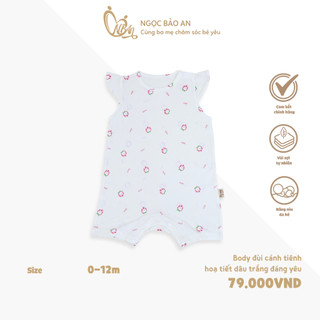 Honey (0-12M) Bộ body đùi cánh tiên sơ sinh chất vải mềm mại, thoáng mát có nút bấm vai cao cấp dành cho bé trai bé gái