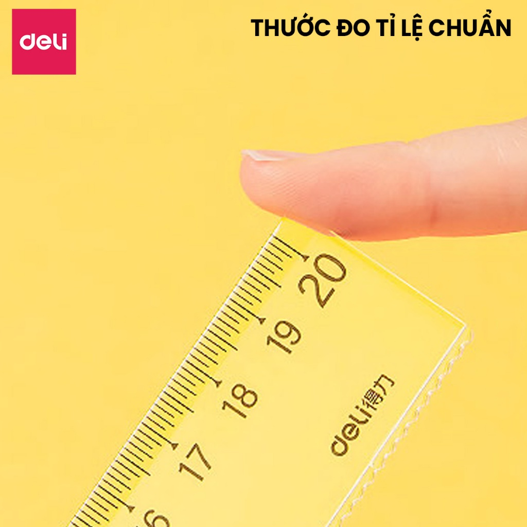Thước Kẻ Trong Suốt Deli 15/20 cm - Thước Đo Tỷ Lệ Chuẩn Siêu Bền Dụng Cụ Học Tập Phù Hợp Với Học Sinh Dân Văn Phòng