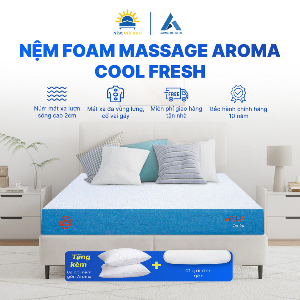 Nệm Foam Massage Aroma Cool Fresh - Cấu trúc núm Mát xa cột sống lưng ...