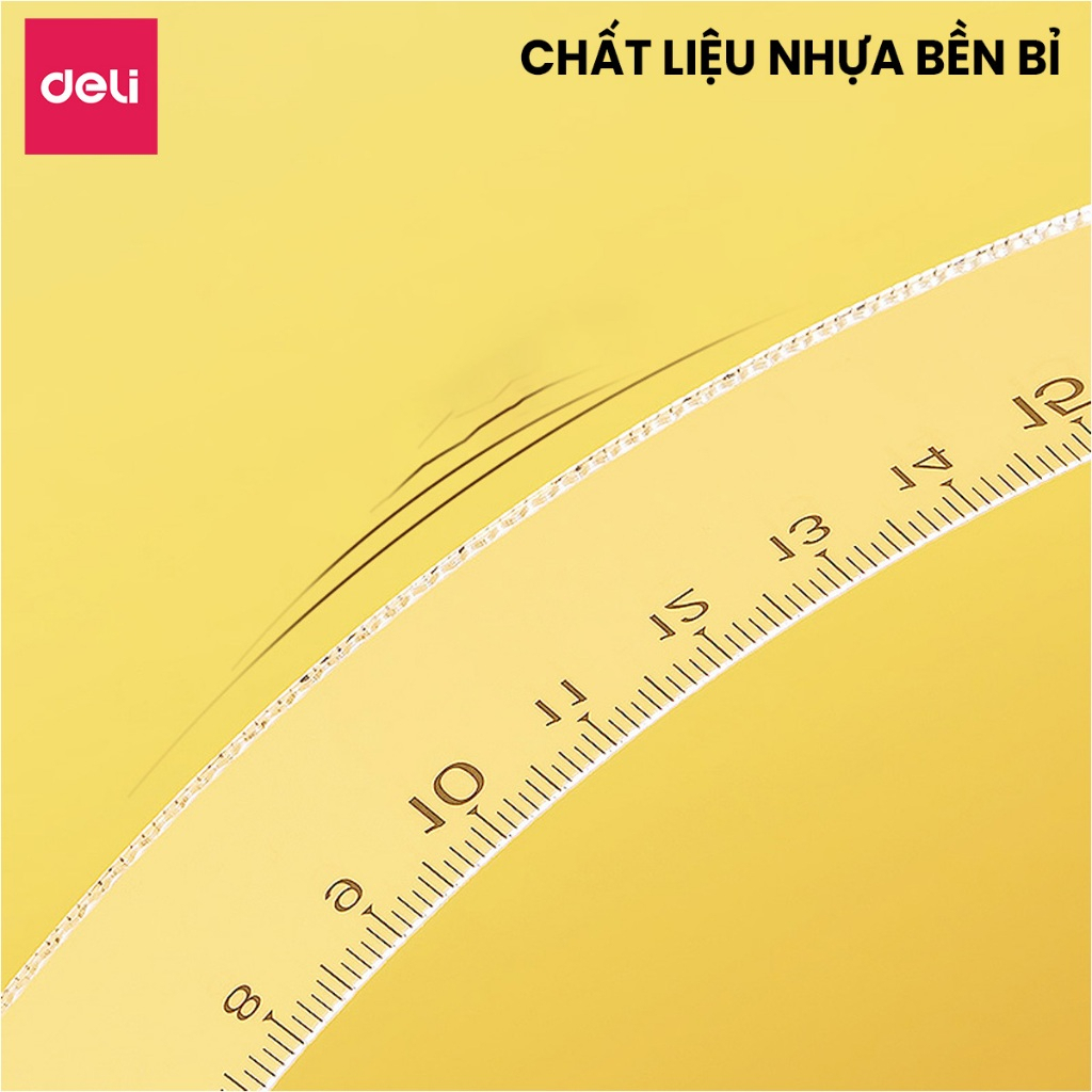 Thước Kẻ Trong Suốt Deli 15/20 cm - Thước Đo Tỷ Lệ Chuẩn Siêu Bền Dụng Cụ Học Tập Phù Hợp Với Học Sinh Dân Văn Phòng