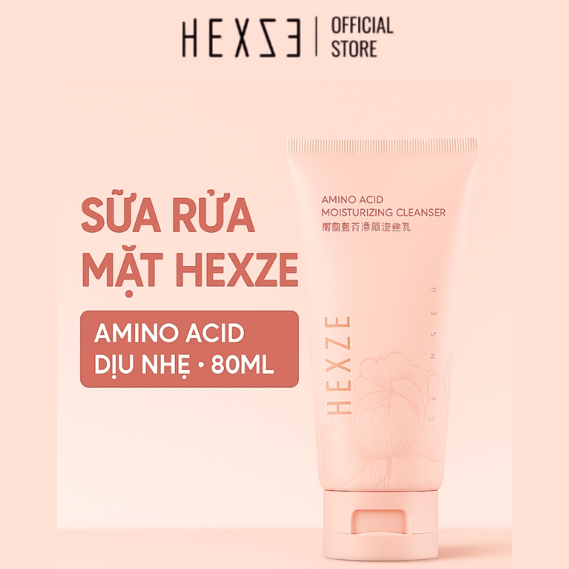 Sữa Rửa Mặt Hexze Amino Acid Dưỡng Ẩm Dịu Nhẹ 80ml, Làm Sạch Sâu, Không Khô Da, Phù Hợp Da Nhạy Cảm