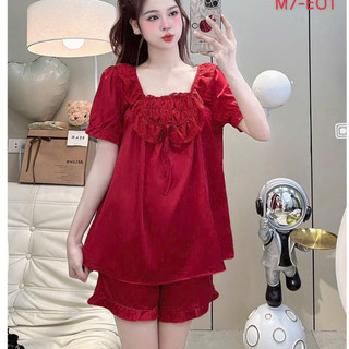 Đồ bộ mặc nhà nữ dễ thương,đồ ngủ đẹp cho nữ,bộ đùi lụa lạnh cao cấp mịn mát phối ren sang trọng[24]
