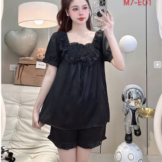 Đồ bộ mặc nhà nữ dễ thương,đồ ngủ đẹp cho nữ,bộ đùi lụa lạnh cao cấp mịn mát phối ren sang trọng[24]