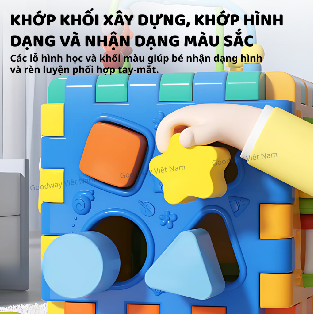 Đồ Chơi Montessori Hộp Nhạc Lắp Ráp Đa Năng 6 Mặt Goodway Play Activity Cube Cho Bé 10 tháng tuối