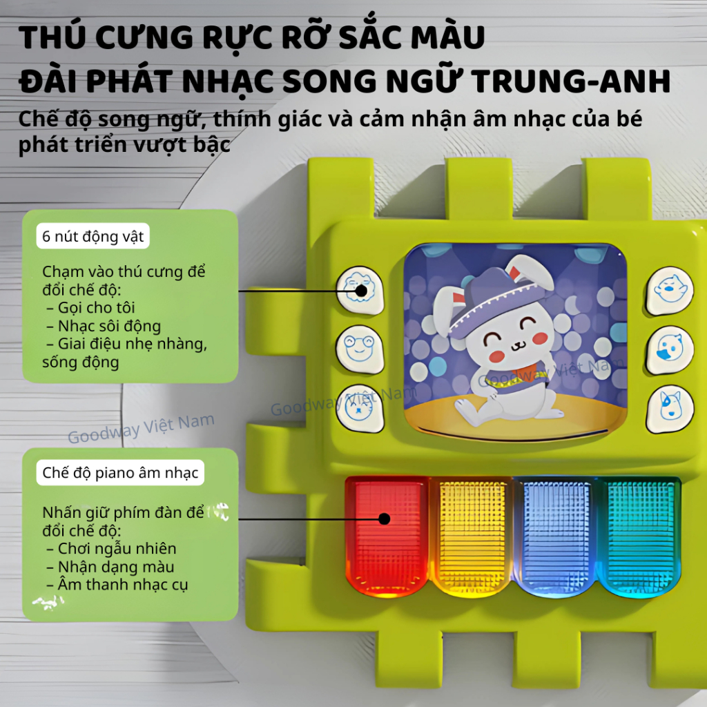 Đồ Chơi Montessori Hộp Nhạc Lắp Ráp Đa Năng 6 Mặt Goodway Play Activity Cube Cho Bé 10 tháng tuối