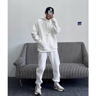 Bộ Hoodie Phối Mũ 2 Lớp Trơn BASIC Sành Điệu, Set Nỉ Hoodie Zip Nam Nữ Mã AT343