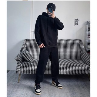 Bộ Hoodie Phối Mũ 2 Lớp Trơn BASIC Sành Điệu, Set Nỉ Hoodie Zip Nam Nữ Mã AT343