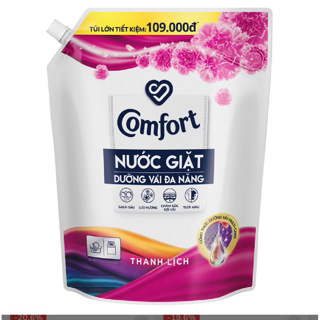 Nước giặt dưỡng vải Comfort hương Thanh Lịch/ Thời Thượng/ Thanh Khiết Túi 3,0kg/ 3.1kg/3,6kg/ 3.8kg