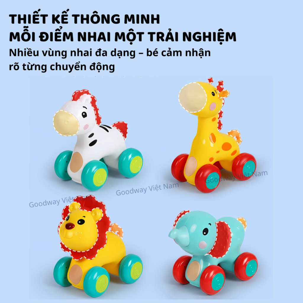 Xe Đồ Chơi Động Vật Gặm Nướu Goodway Rolling Little Crawling Đồ Chơi Tập Bò Cho Bé 6 Tháng Tuổi