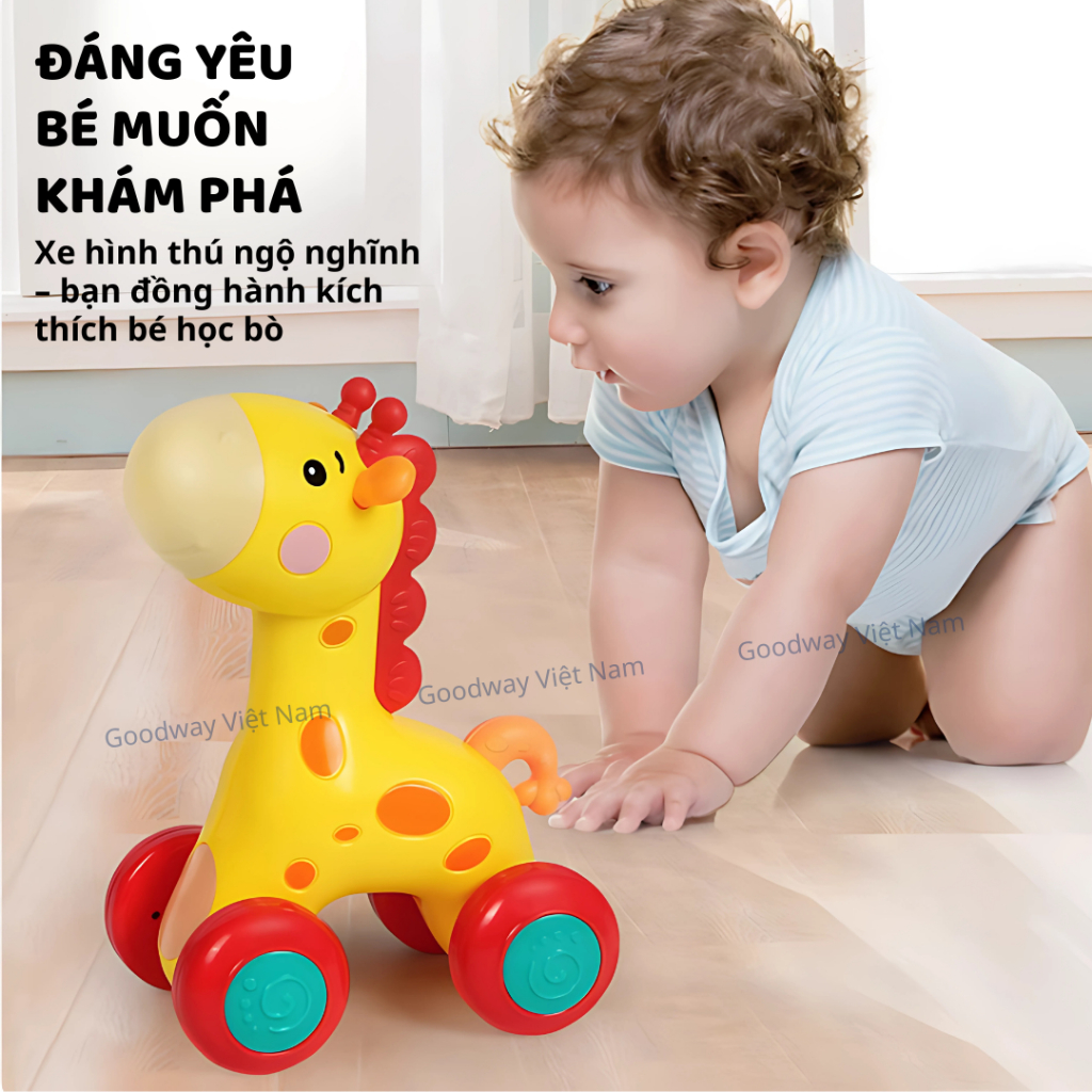 Xe Đồ Chơi Động Vật Gặm Nướu Goodway Rolling Little Crawling Đồ Chơi Tập Bò Cho Bé 6 Tháng Tuổi