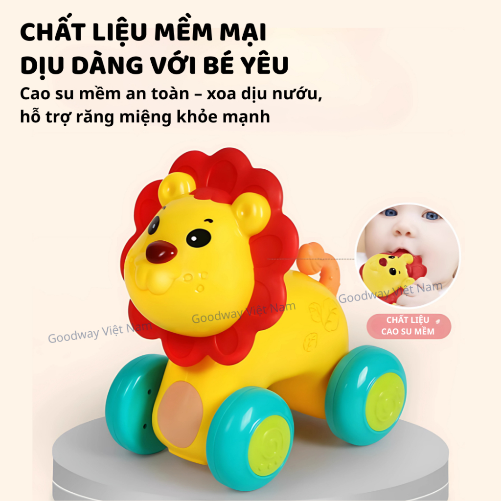 Xe Đồ Chơi Động Vật Gặm Nướu Goodway Rolling Little Crawling Đồ Chơi Tập Bò Cho Bé 6 Tháng Tuổi