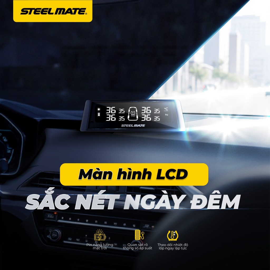 [TPMS] Cảm Biến Áp Suất Lốp Ô Tô STEELMATE TP S20 Pro - Van Ngoài, Cảnh Báo Âm Thanh, Bảo hành 2 năm