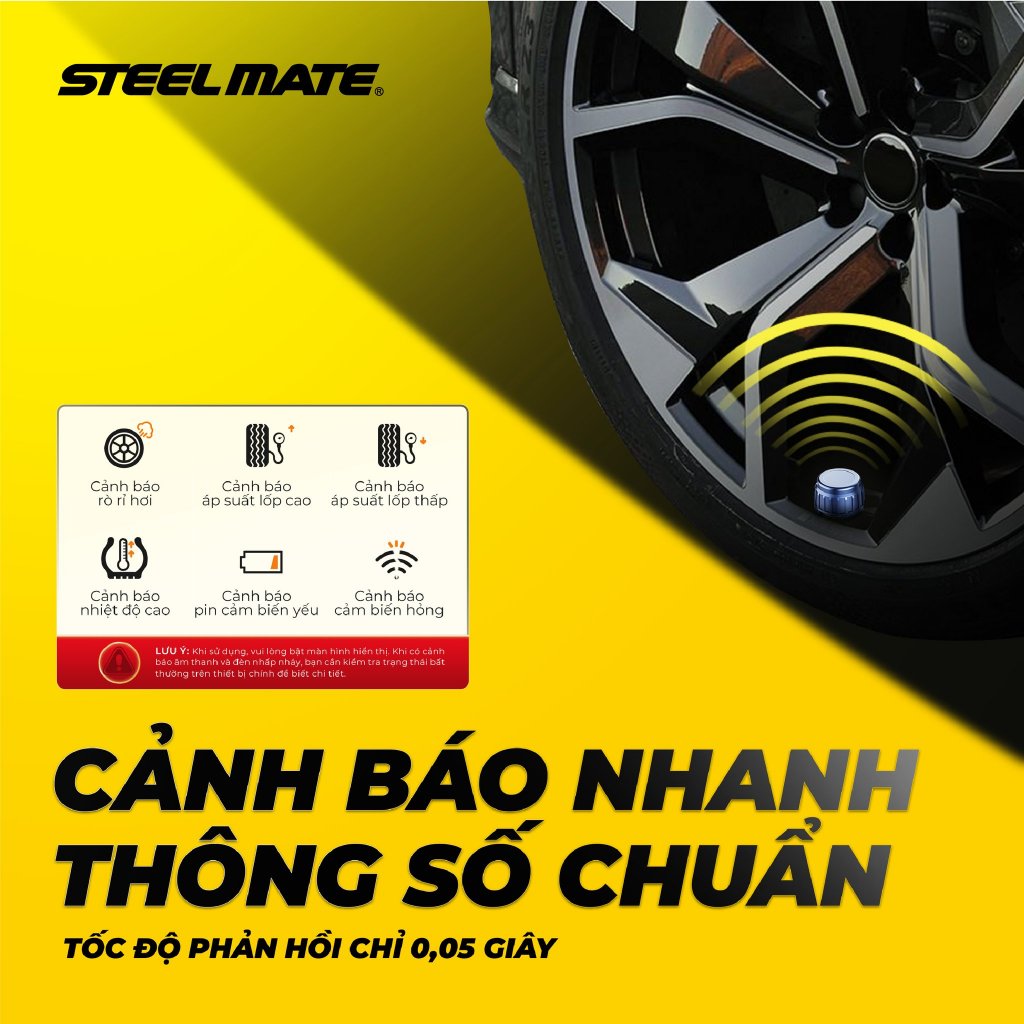 [TPMS] Cảm Biến Áp Suất Lốp Ô Tô STEELMATE TP-S23 - Van Ngoài, Cảnh Báo Âm Thanh, Bảo hành 2 năm