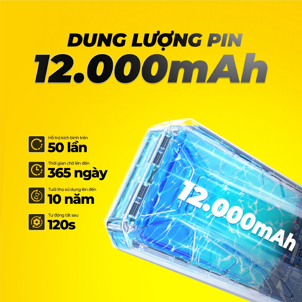 [DEAL SỐC - MUA 1 TẶNG 1] Kích Bình Ô Tô STEELMATE JS12E - Dung Lượng 12.000mAh, Đèn LED Khẩn Cấp, BH 2 Năm