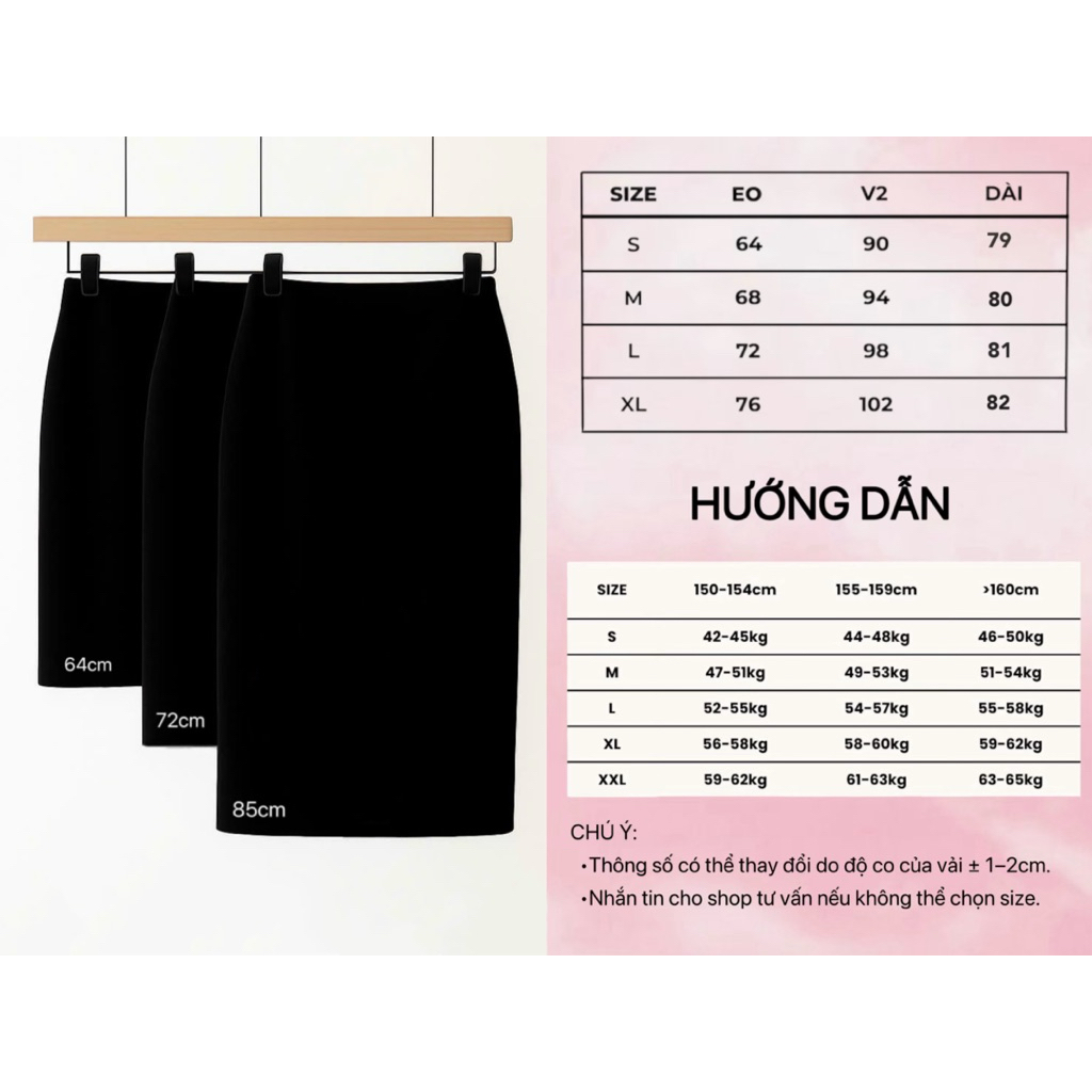 Chân Váy Bút Chì CV02, Cạp Cao Che Bụng, Xẻ Sau, Chất Đẹp Dày Dặn.