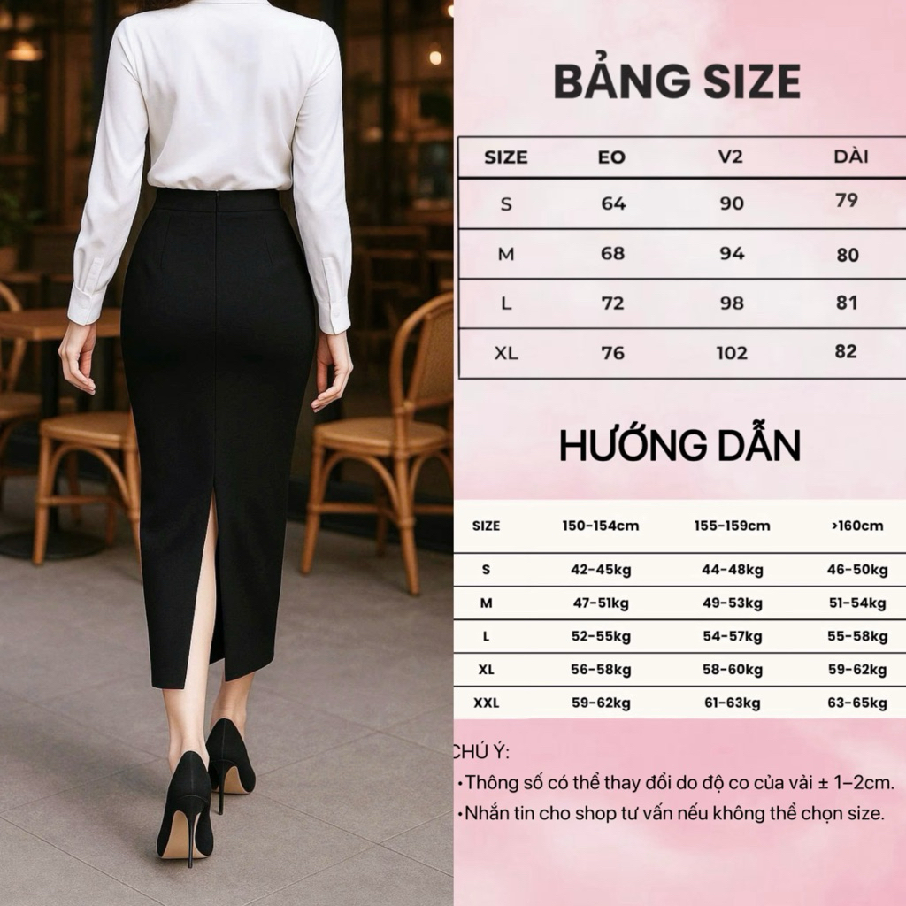 Chân Váy Bút Chì CV02, Cạp Cao Che Bụng, Xẻ Sau, Chất Đẹp Dày Dặn.
