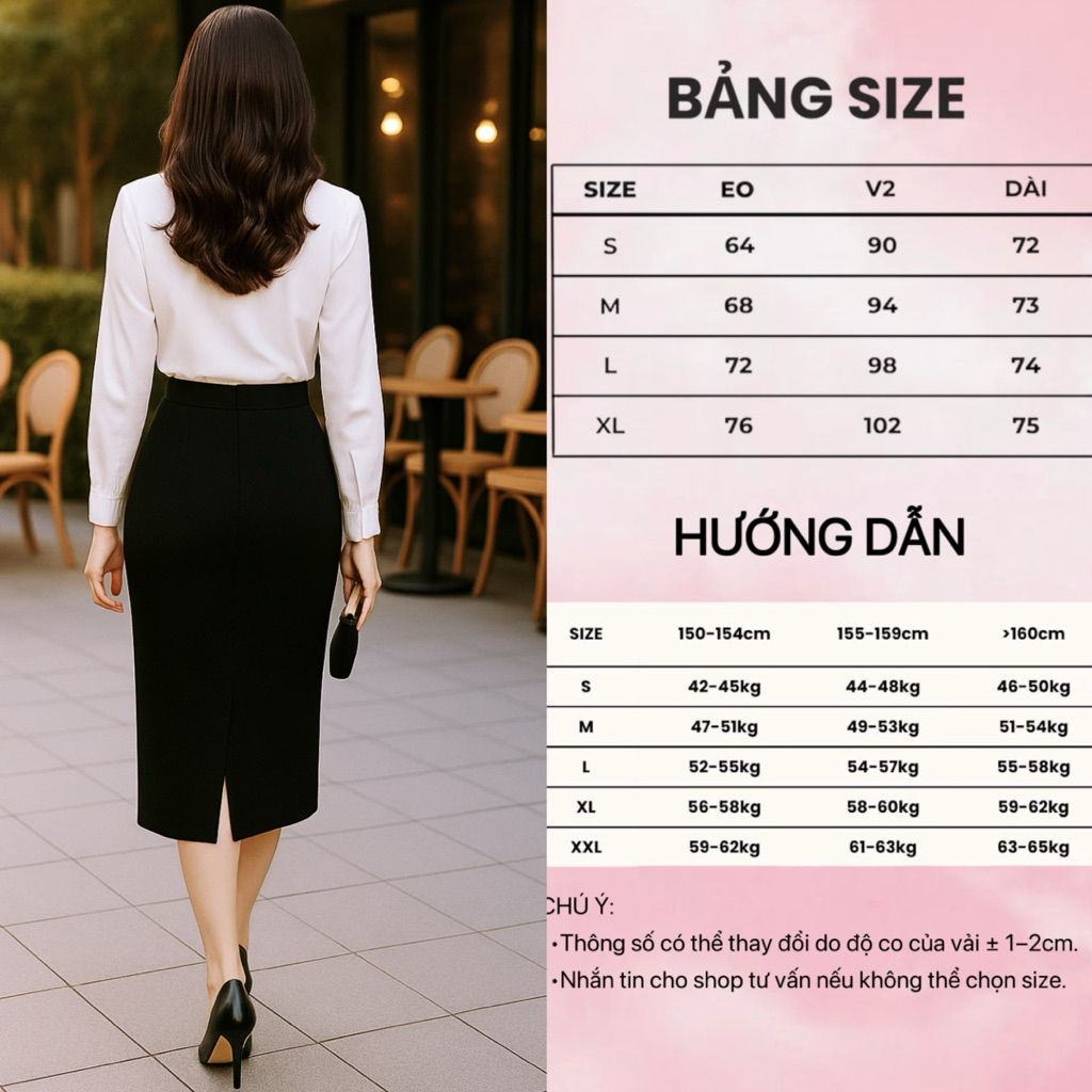 Chân Váy Bút Chì CV02, Cạp Cao Che Bụng, Xẻ Sau, Chất Đẹp Dày Dặn.