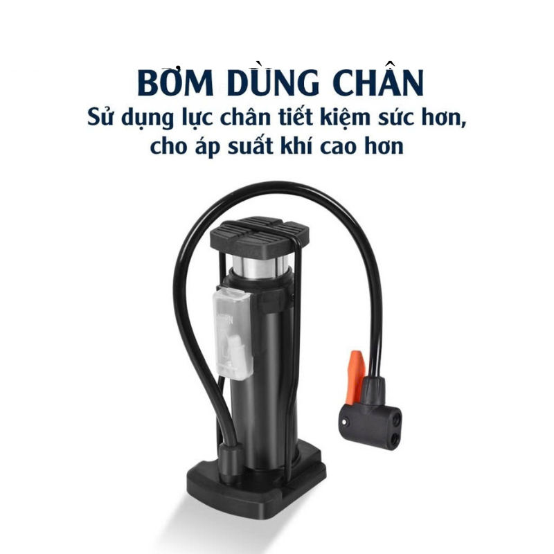 Bơm đạp Chân Dùng Bơm Xe Máy Bơm Xe đạp Với Các đầu Van đa Năng Wisezen