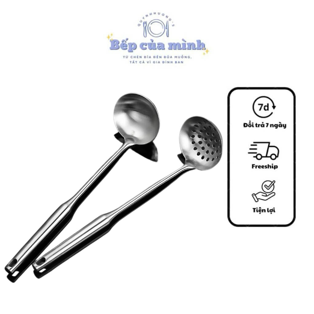 Combo 2 Muôi Inox 304 – Cán Tròn Dài 28.5cm – Dùng Múc Canh, Lẩu, Thực ...