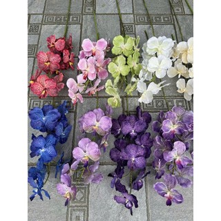 combo 10 cành 🌸 LAN VANDA XOĂN – HOA VẢI LỤA CAO CẤP
