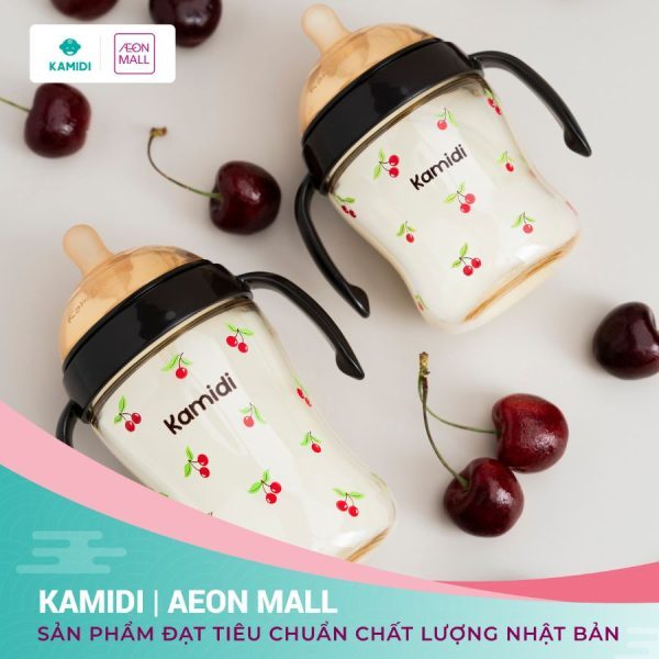 Bình Sữa Cho Bé Kamidi Gen 1 Chất Liệu PPSU Họa Tiết Cherry Dung Tích 210ml/300ml