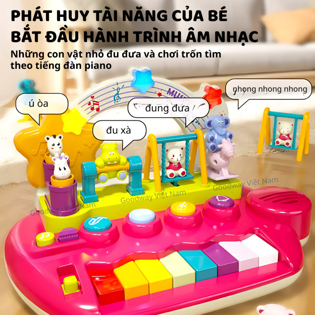 Đàn Piano Mini Cho Bé Chơi Nhạc Có Động Vật Nhảy Múa Goodway Piano Điện Tử Đồ Chơi Cho Bé 1 2 3 Tuổi
