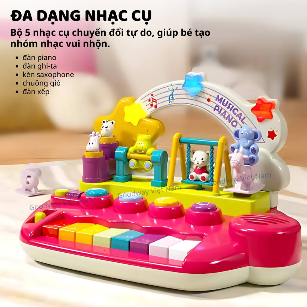 Đàn Piano Mini Cho Bé Chơi Nhạc Có Động Vật Nhảy Múa Goodway Piano Điện Tử Đồ Chơi Cho Bé 1 2 3 Tuổi